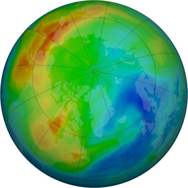Arctic ozone map for 17 December 1991